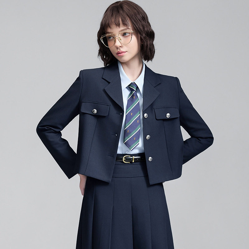 高级感新款学院风短款小西装套装职业女裤套装