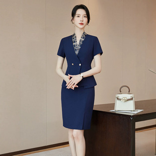 女夏季美容院酒店前台气质外套售楼部案场通勤工作服职业西装套装