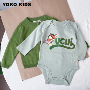 婴幼儿春秋连体爬服纯棉长袖包屁哈衣宝宝虎年洋气T恤男女宝满月