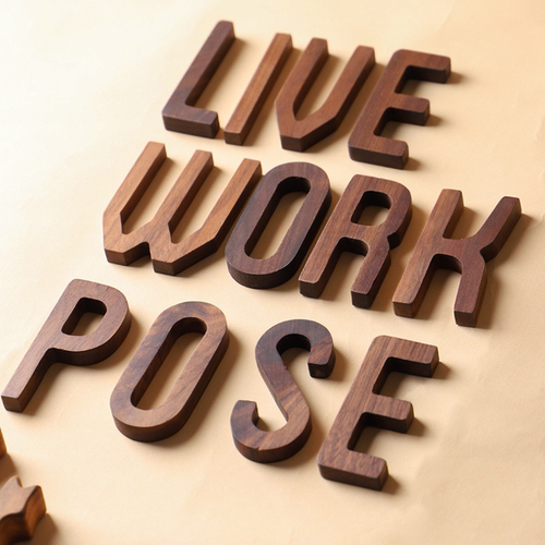 黑胡桃实木质字母组合ins北欧风门牌墙壁装饰DIY家居摆件拍摄道具