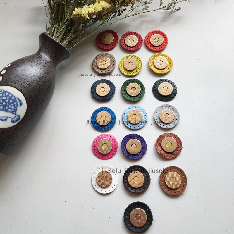 配皮高档磁扣可手缝的纯皮浅金色强吸力磁扣多色入彩色牛皮磁扣