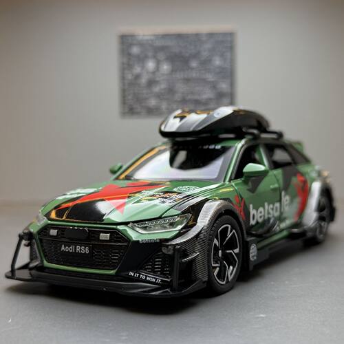 驰美合金车模1比32赛道版rs6跑车声光回力儿童玩具车模型摆件收藏