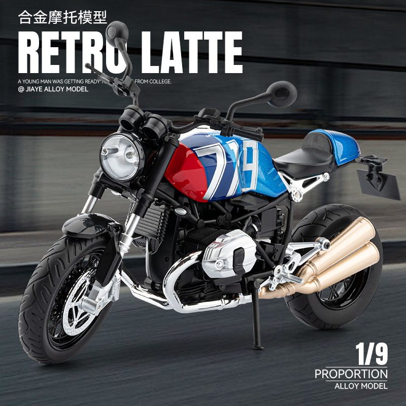 嘉业仿真1/9拿铁合金摩托模型摆件带金属配件玩具车街车男孩礼物