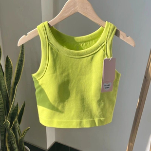 女童纯色韩版吊带背心夏新款女宝打底无袖修身短款简约上衣外穿潮