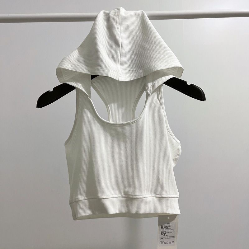 女童时尚百搭纯色工字型连帽吊带背心女宝夏季高腰露脐打底上衣潮