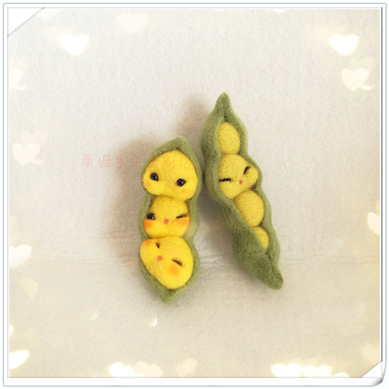 多肉植物豌豆公仔消磨时光的布艺手工 羊毛毡戳戳乐解压材料包diy