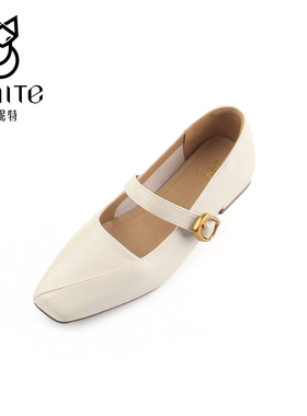 仙妮特女鞋专柜正品秋款方头一字带方跟浅口单鞋玛丽珍鞋 X571729