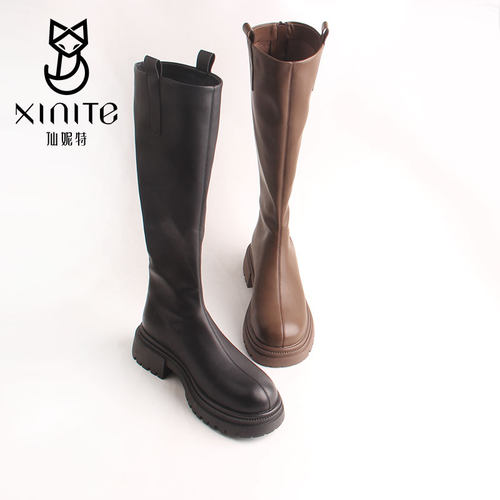 仙妮特高筒靴骑士靴绒里冬季女靴