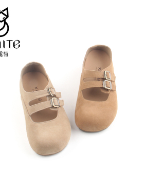 仙妮特女鞋官方旗舰店春款牛皮圆头平底复古勃肯鞋单鞋 X591302