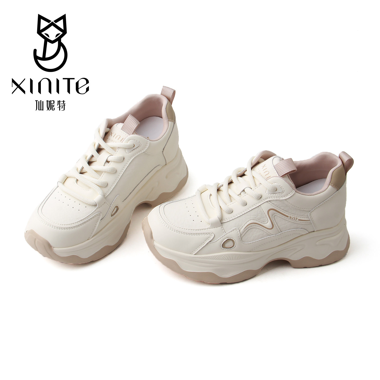 仙妮特厚底老爹鞋女内增高休闲鞋百搭显高小白鞋运动鞋 X492150