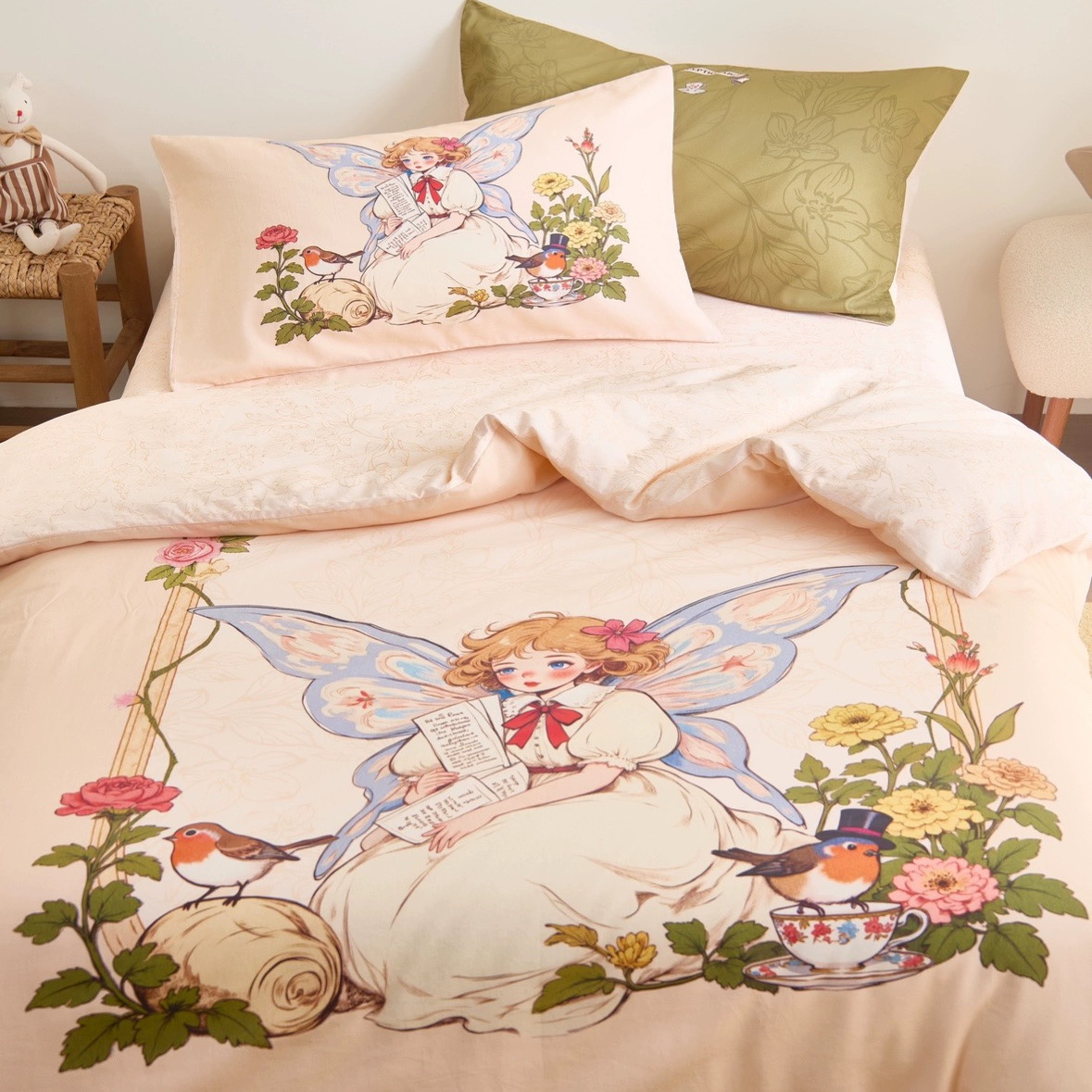 童话次元｜小象好可爱印花纯棉卡通床品微磨毛长绒棉套件儿童房用