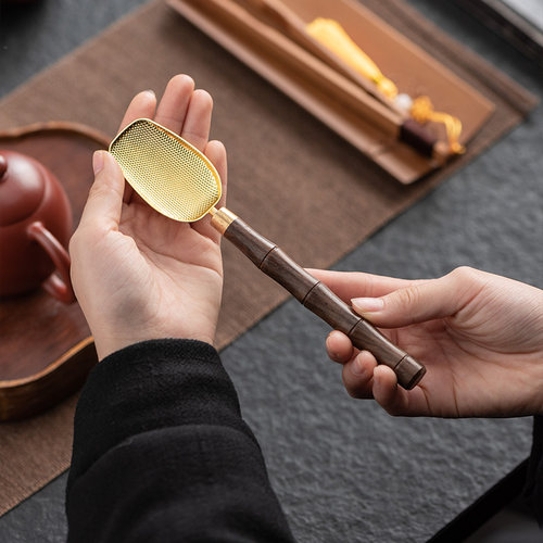 轻奢花梨木合金茶匙取茶分茶