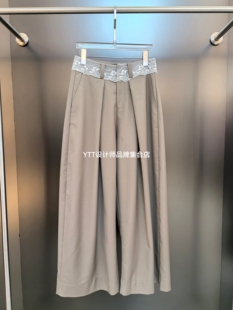 包邮 休闲裤 UTUH2026春夏新款 直筒长裤 蕾丝腰头拼接西裤 顺丰