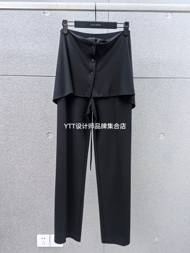 顺丰包邮 UNCODED/2026夏季新款不规则裙摆假两件休闲裤女
