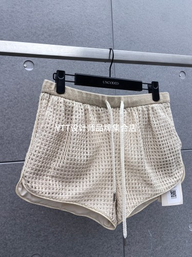 顺丰包邮 UNCODED/2026夏季新款杏色抽绳松紧腰短裤休闲裤女