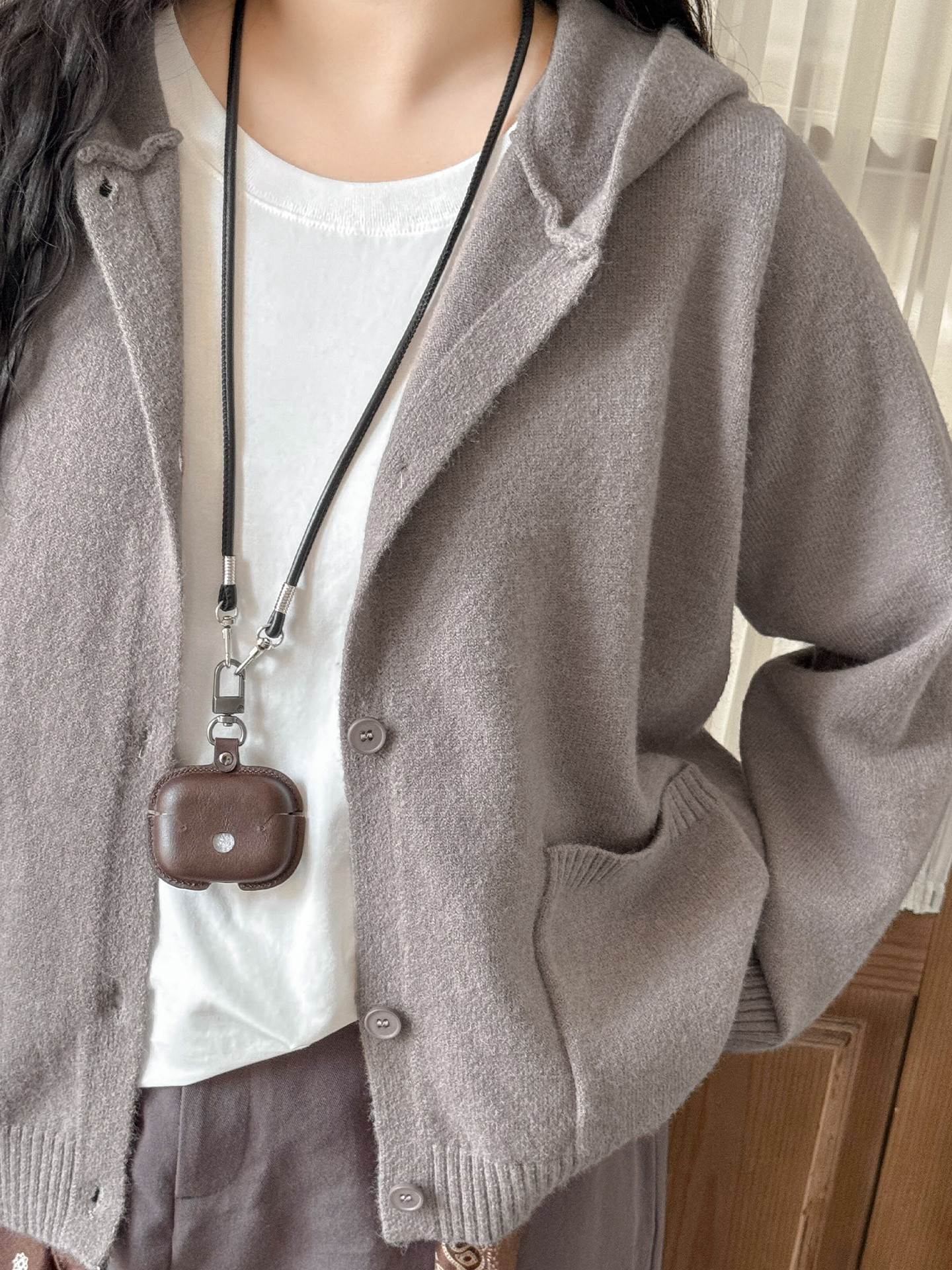 Plus size women's clothing [French Retro Sweater Outwear] Fall and winter lazy style Fancy hooded Knitting Heattech Tops