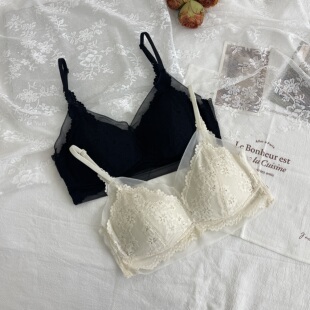 春夏法式三角杯蕾丝性感露背美背抹胸女薄款一体杯小胸聚拢内搭