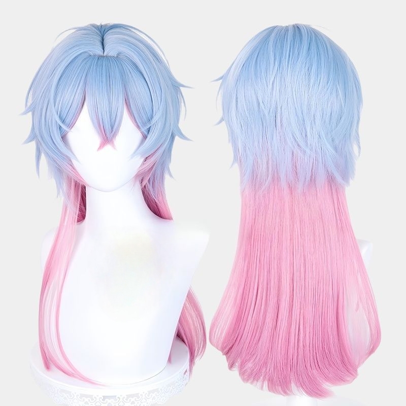 初音 兔子洞性转cos假发 蓝色渐变粉动漫假毛 仿真头皮顶 玫瑰网