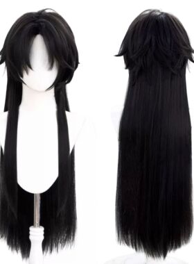 原神 愚人众首席队长cos假发 黑色反翘长发 二次元假毛 玫瑰网