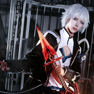 崩坏凯文cos假发银灰色 打毛头顶 二次元假毛 玫瑰网 现货