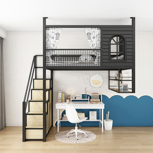 定制悬挂式铁艺高架床多功能阁楼床铁架学生宿舍柜梯床吊床公寓床
