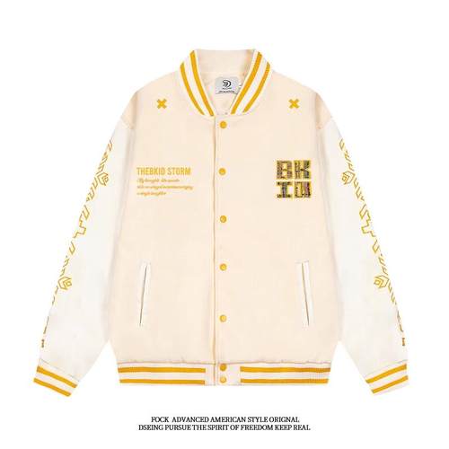 FOCK美式复古字母刺绣夹克