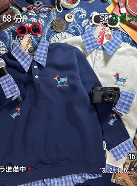 酒酿丸子ALOHA 复古港风小众设计慵懒假两件套卫衣秋冬情侣装上衣