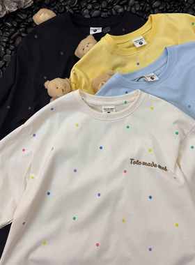 CURPOPP 原创甜美可爱风可拆卸小熊挂件短袖女2025夏季情侣装上衣