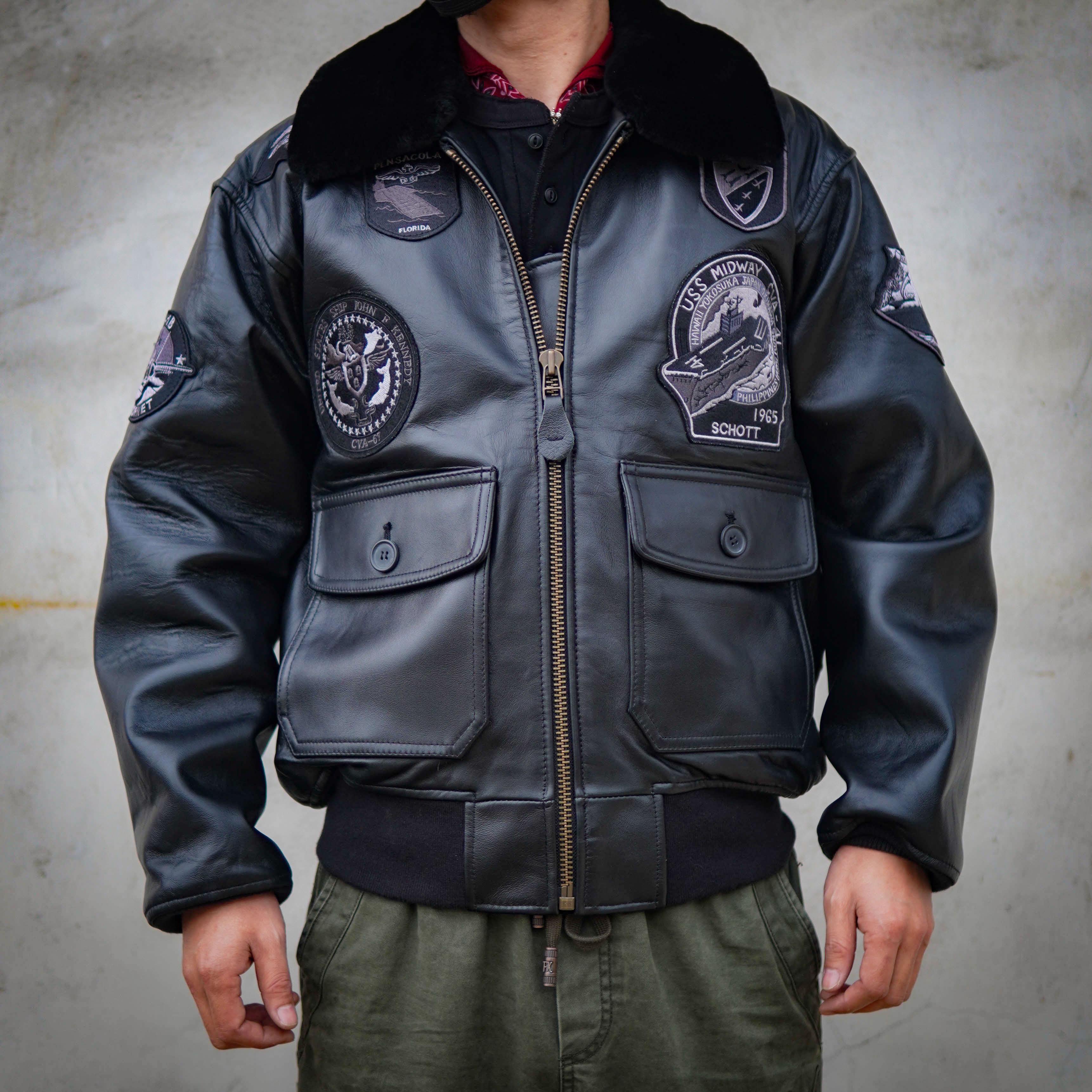 G1飞行服多标真皮皮衣