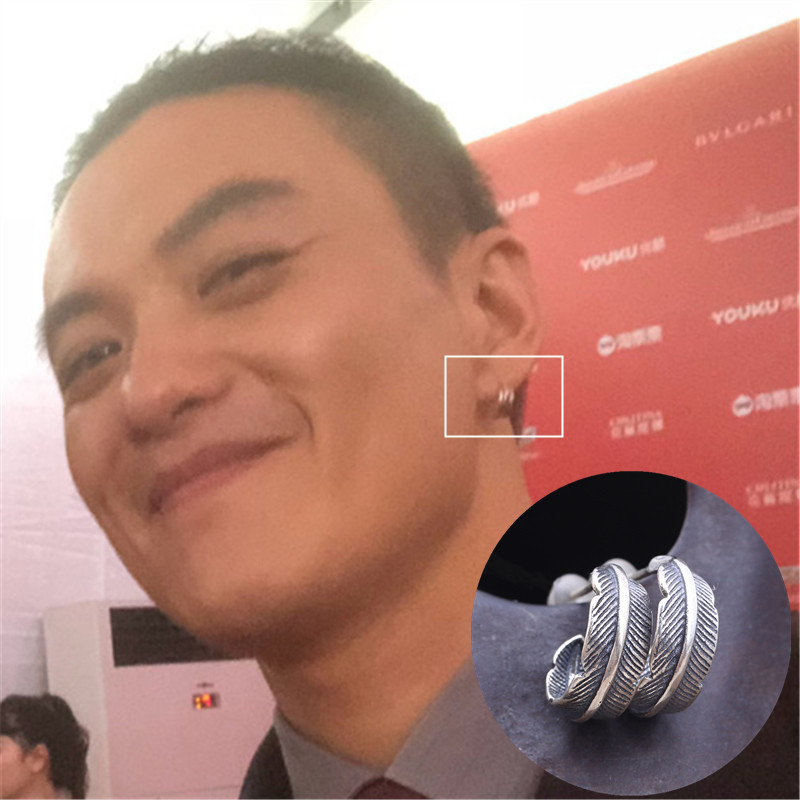 创业时代纯银羽毛日韩风同款耳环
