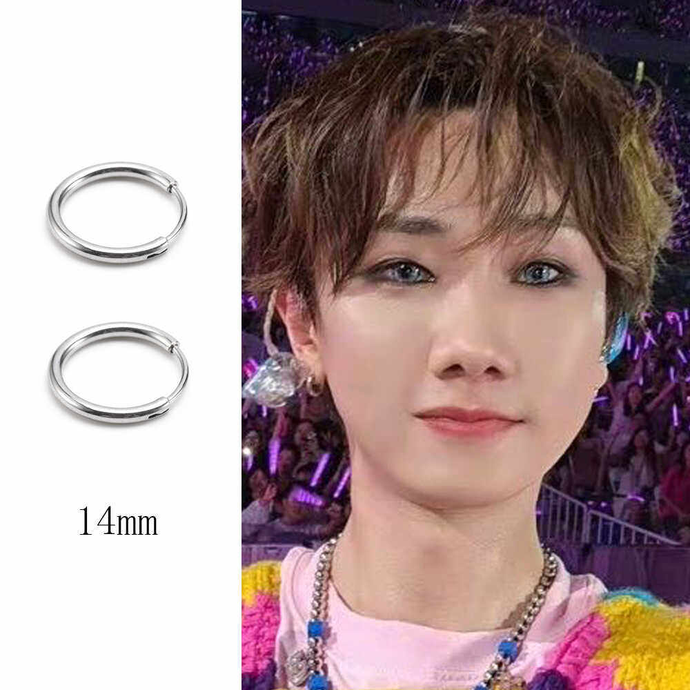 汪苏泷同款镀白金纯银加粗耳圈男