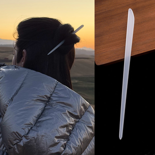 王鹤棣同款发簪古装汉服盘发仿古玉简约古风初月素白发饰男女发钗