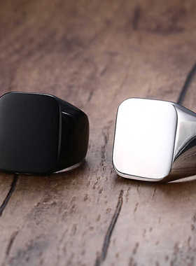 霸气王嘉尔同款戒指方形潮牌个性