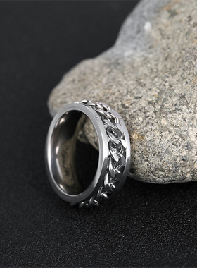 欧美链条旋转解压嘻哈指环ins