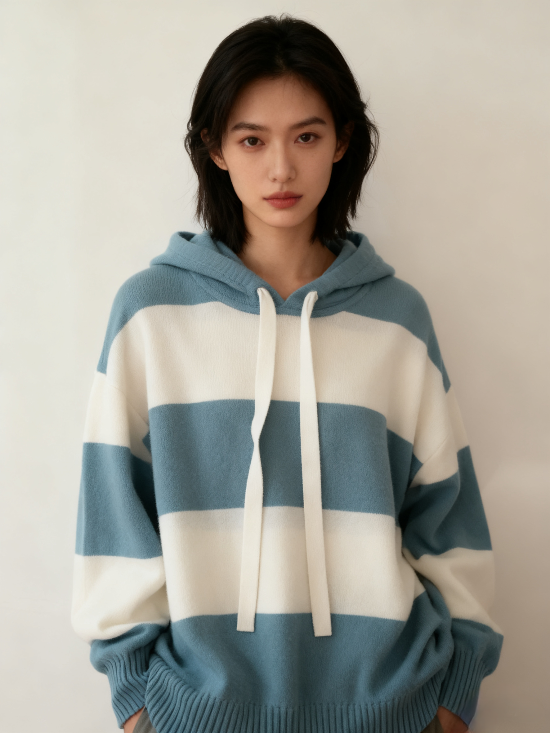 内蒙古大厂生产出口欧洲专柜女生100%山羊绒连帽休闲羊绒衫