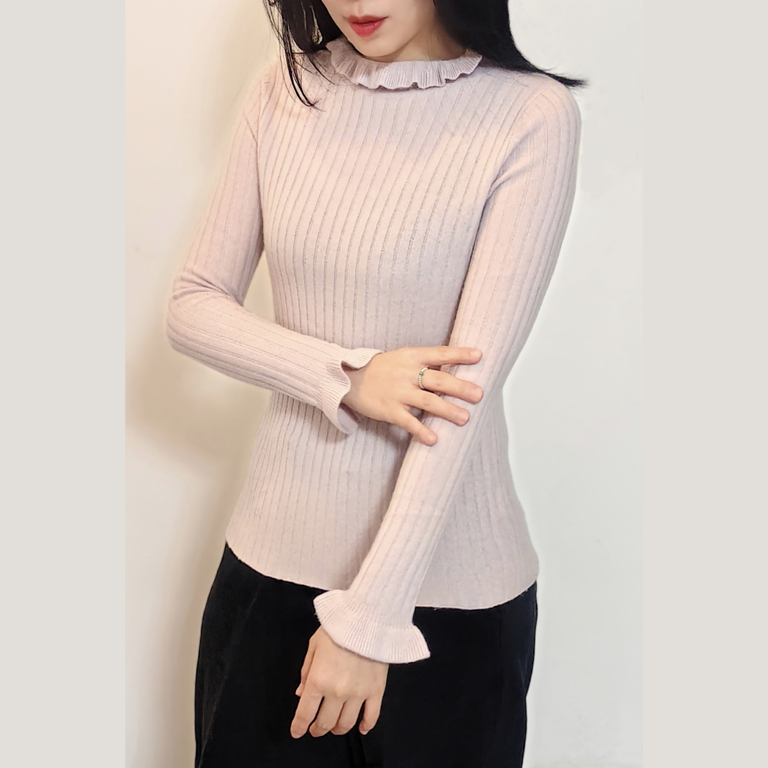 内蒙古鄂尔多斯市出口欧洲专柜100%纯羊绒女士羊绒衫圆领秋冬毛衣