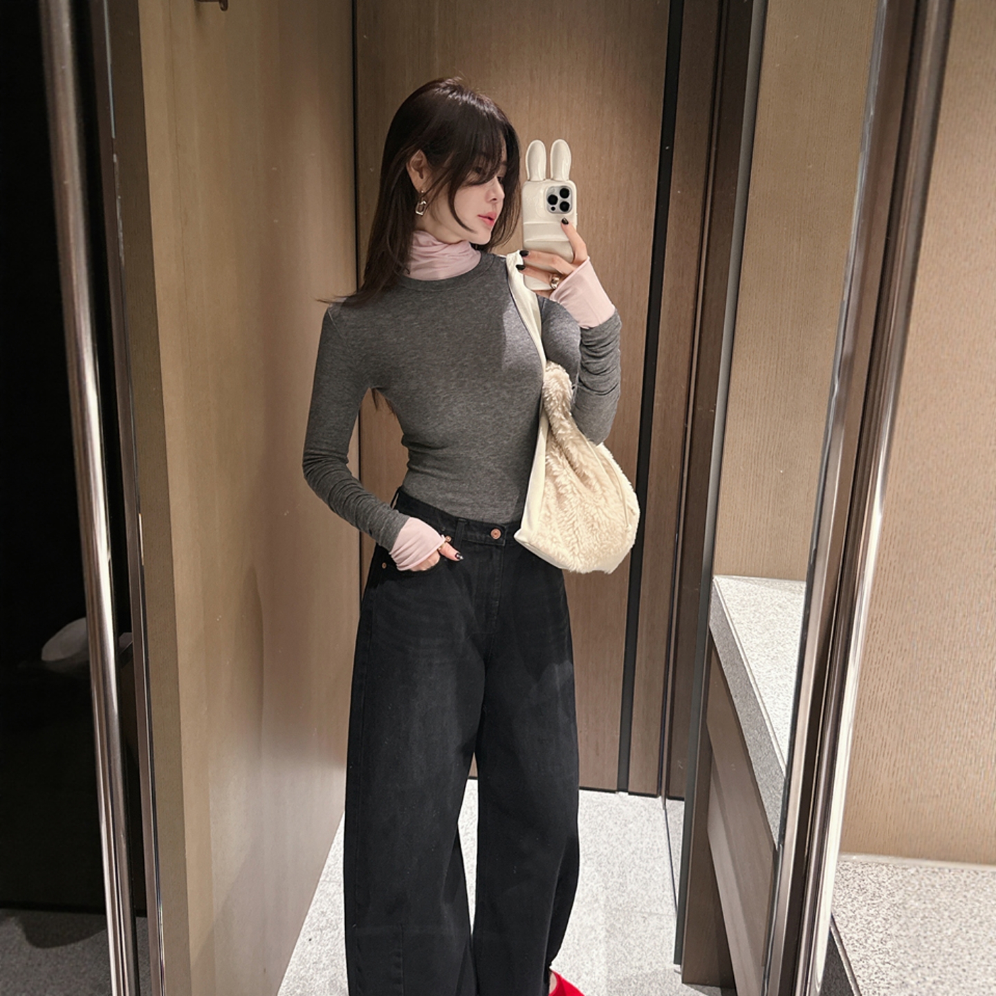 【韩国官网直邮】Partysu韩国代购正品女2025冬季修身长袖t恤上衣