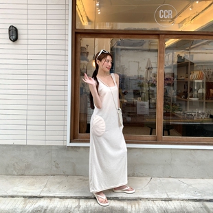 长款 Haners家韩国代购 新品 女极简时尚 柔软吊带连衣裙 2025年夏季