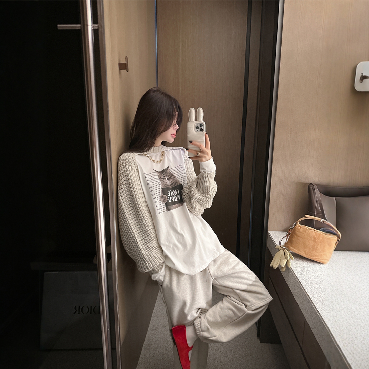 现货～【韩国官网】Partysu韩国代购正女2025冬季可爱图案长袖t恤