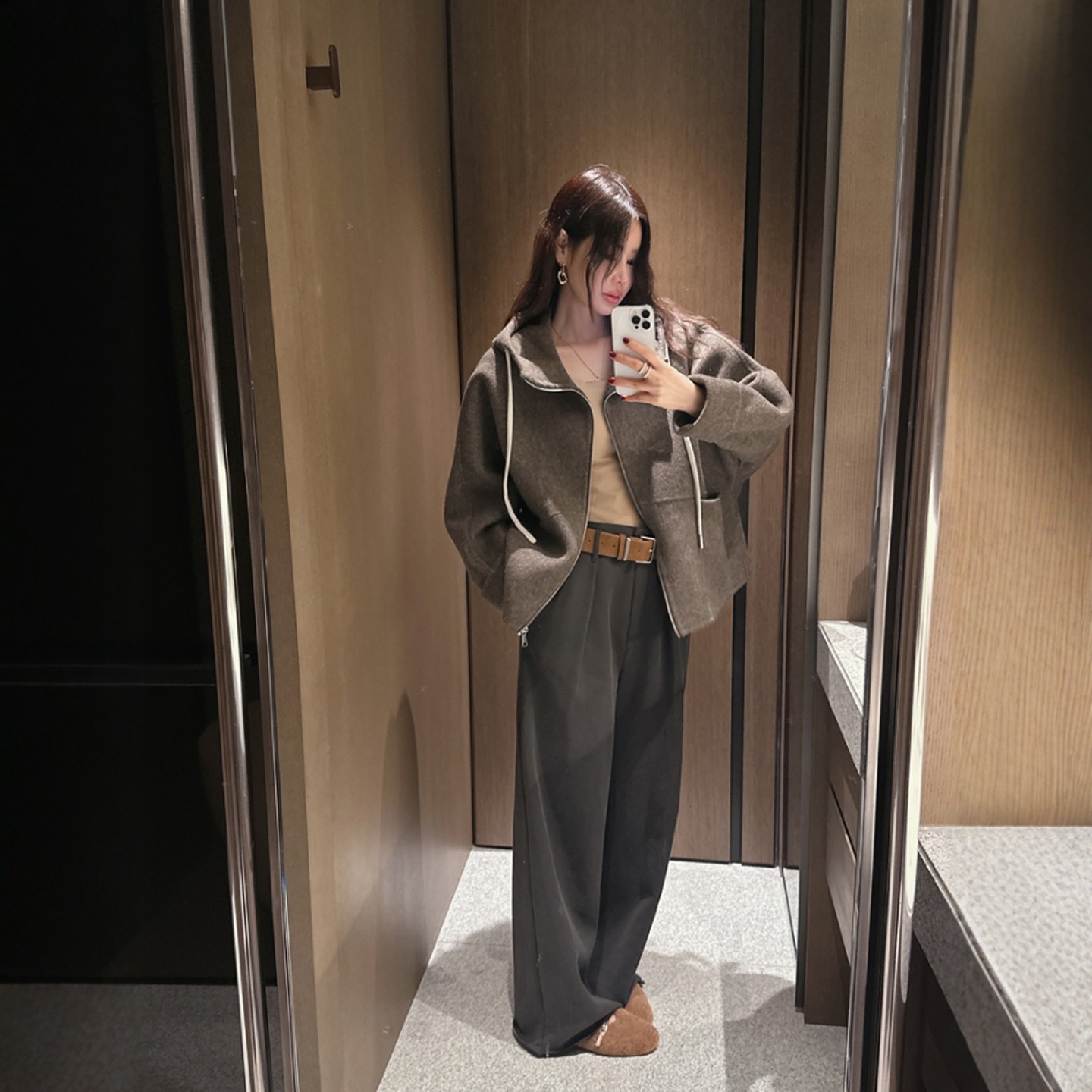 【韩国官网直邮】Partysu韩国代购正品女2025冬季拉绒阔腿休闲裤