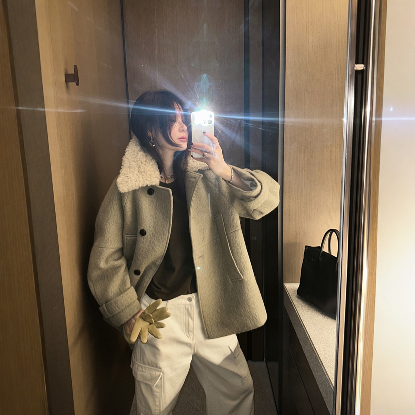 【韩国官网直邮】Partysu韩国代购正品女2025冬季经典毛呢厚外套