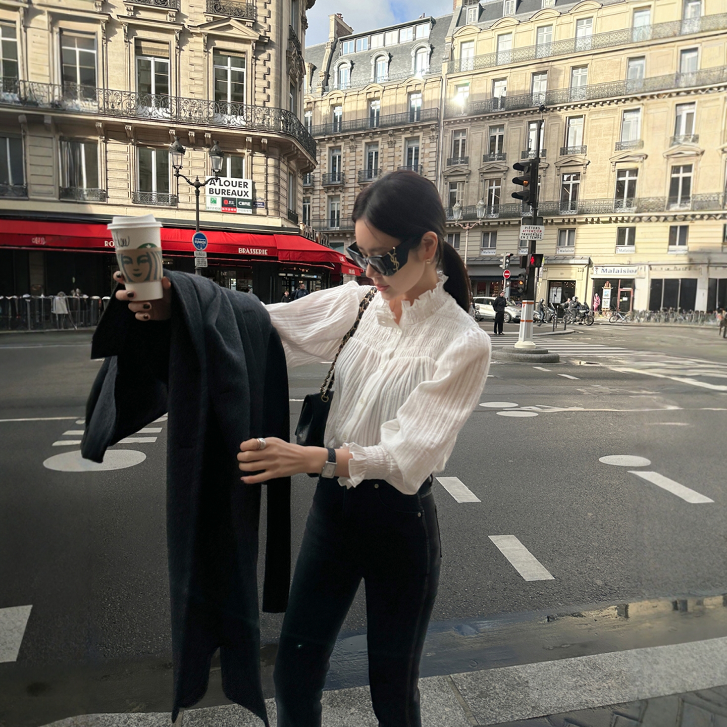 【韩国官网直邮】Partysu韩国代购正品女2025冬浪漫高领长袖衬衫