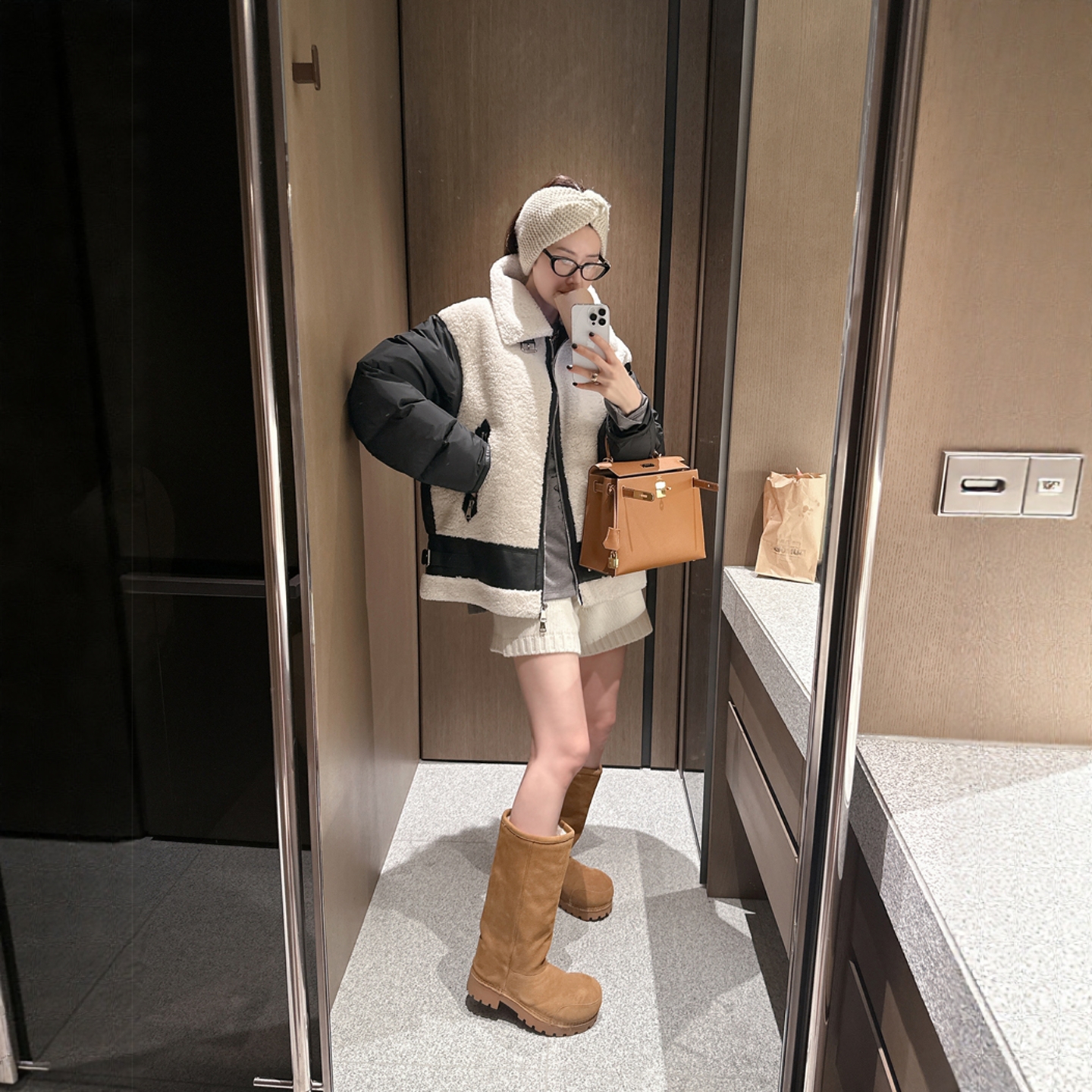 【韩国官网直邮】Partysu韩国代购正品女2025冬季皮毛一体羽绒服