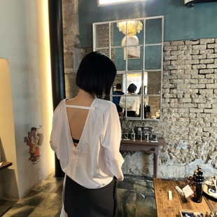 官网正品 Haners家韩国代购 女2026春夏背深v绑带衬衫 设计师款