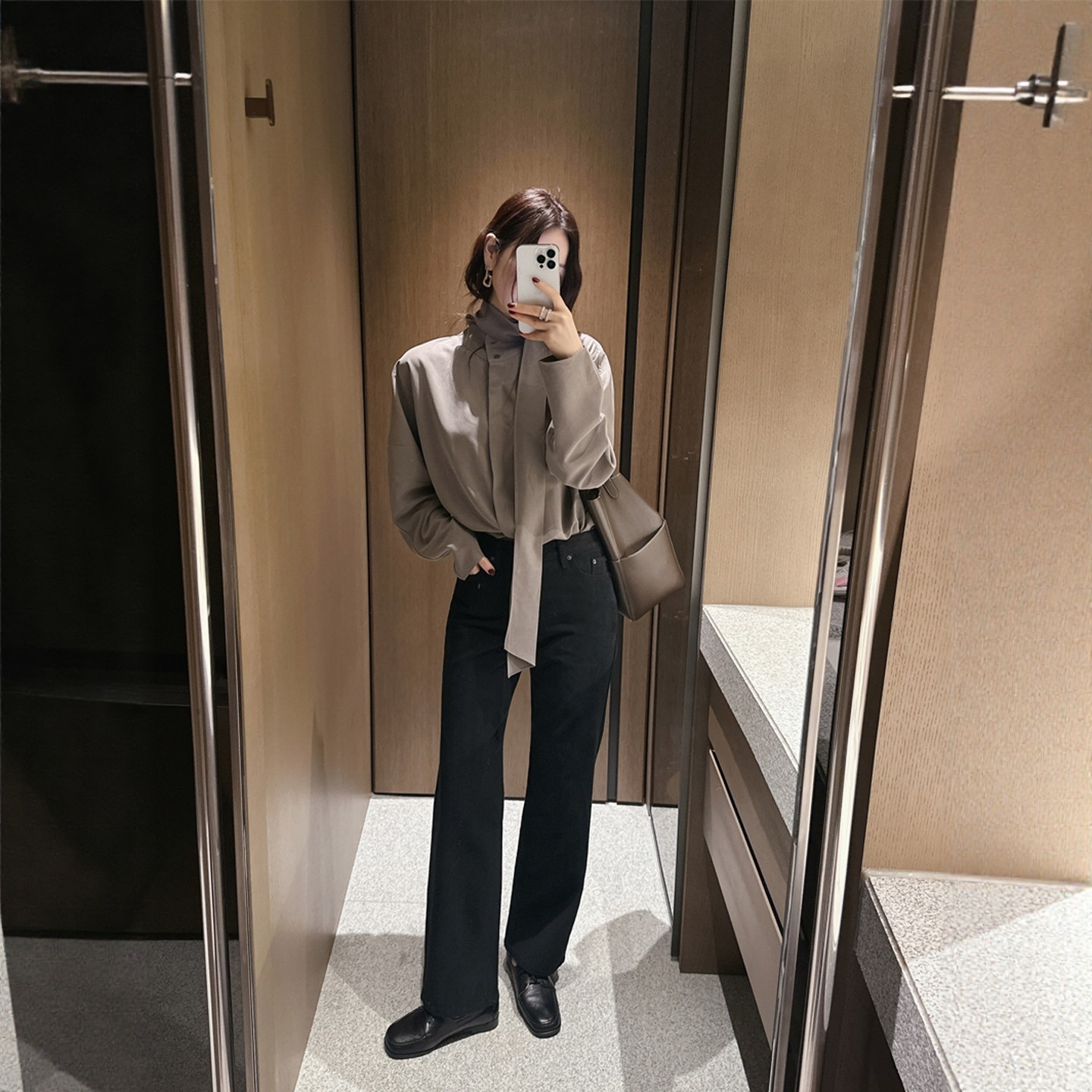 【韩国官网直邮】Partysu韩国代购正品女2025冬季领带式衬衫&长裤