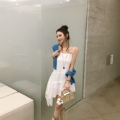 Haners家韩国代购 文艺女青年2026年新品 洋气不规则吊带连衣裙