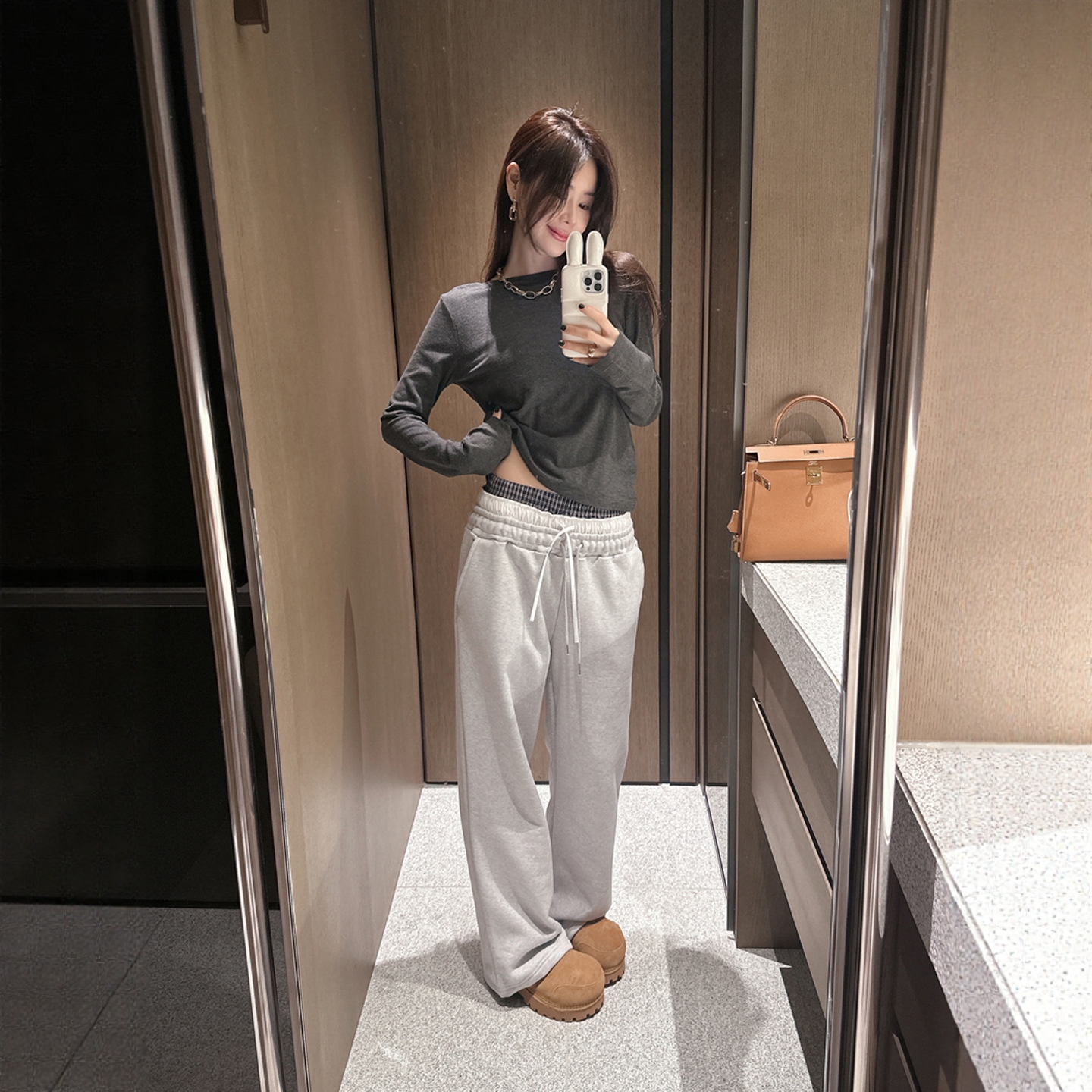 【韩国官网直邮】Partysu韩国代购正品女2025冬季拼接腰头休闲裤