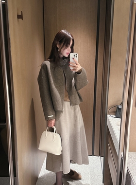 现货白～【官网自制 】Partysu韩国代购女2025冬羊毛立领夹克