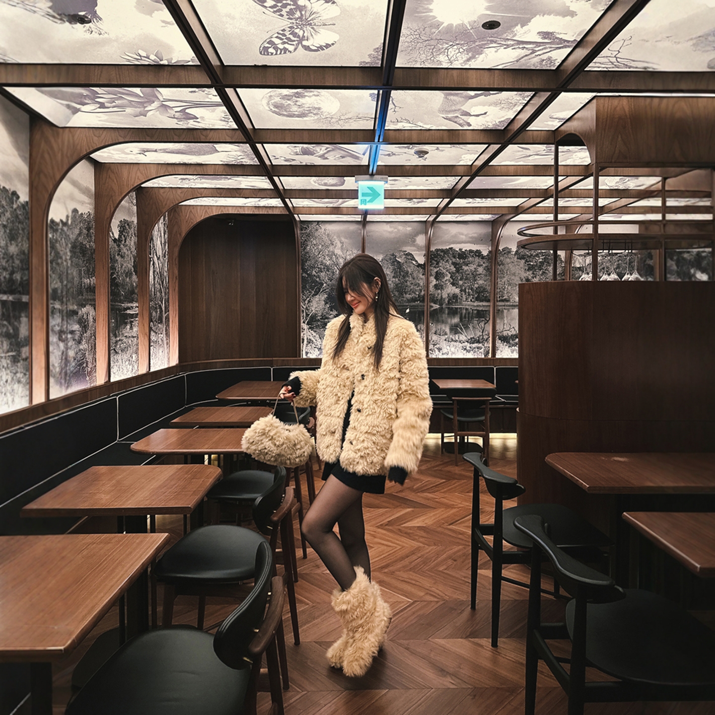 【官网自制 设计师款】Partysu韩国代购正品女25冬毛皮大衣+包包