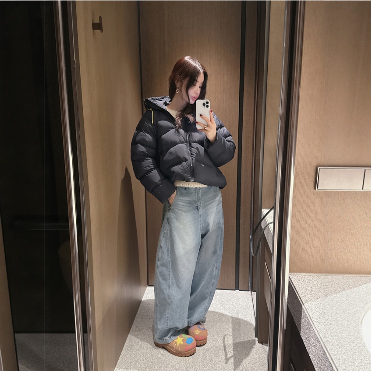 【官网自制 设计师款】Partysu韩国代购正品女25冬连帽羽绒服外套